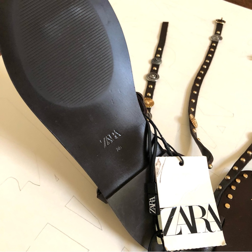 Zara Strappy Flat Studded Sandals - Picture 4 of 6